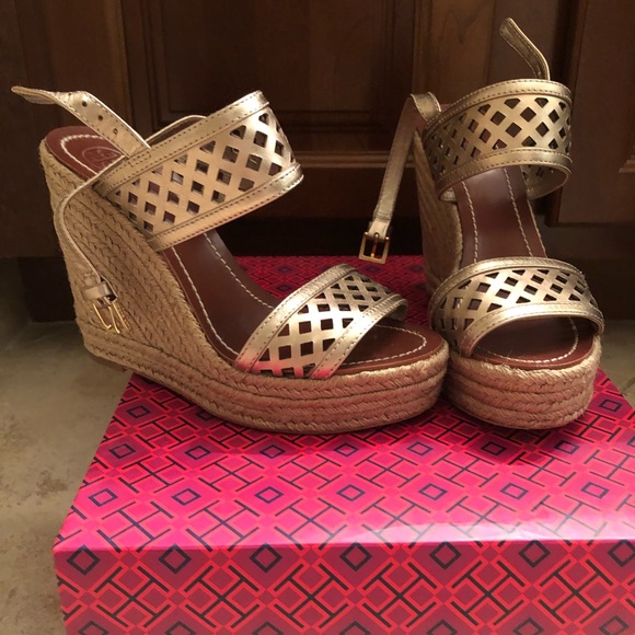 Tory Burch Shoes - Gold tone Tori Burch wedges .. very comfortable